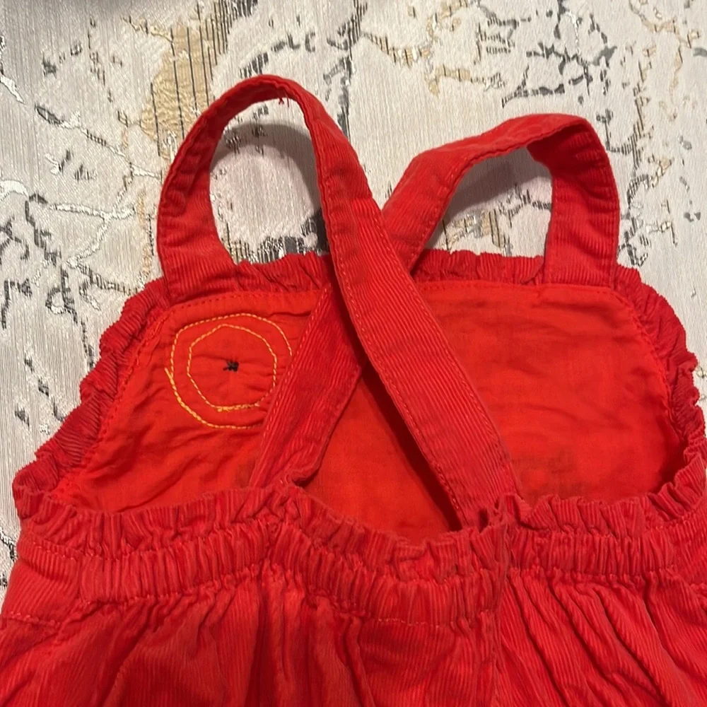 Gymboree red corduroy owl adjustable strap overall dress w/ diaper cover 18-24 m